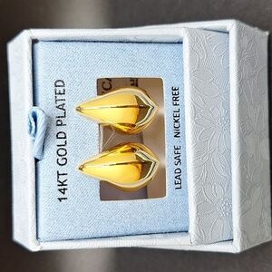 Gold chunky tear drop hoop earrings minimalist jewelry